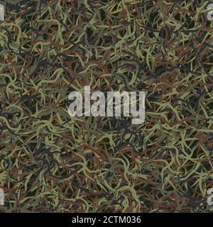 Piante di aghi di camouflage, modello senza giunture. Grunge ghillie sfondo verde Illustrazione Vettoriale