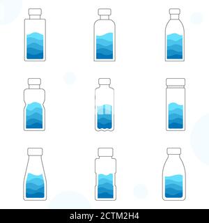 Bottiglie d'acqua plastica pulita e sicura icona vettore stile piatto isolato su sfondo bianco Illustrazione Vettoriale