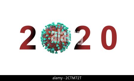 COVID-19 Coronavirus Pandemic anno 2020 testo - Virus Epidemic Data Figura - Illustrazione 3D Foto Stock
