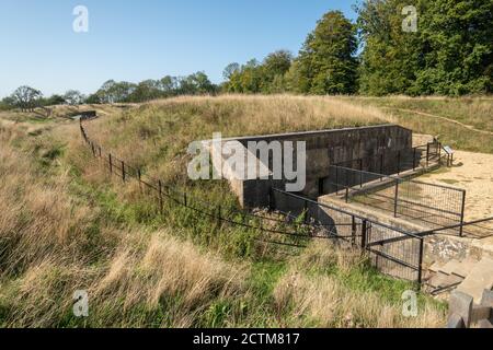 Il forte di Reigate, un punto di riferimento storico nella zona nord di Downs nel Surrey Hills AONB, Regno Unito Foto Stock