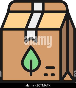 Cibo salutare nel pranzo al sacco, eco takeaway linea di colore piatto icona. Illustrazione Vettoriale
