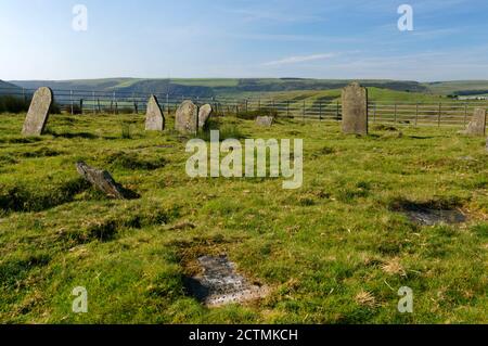 Cefn Golau Colera Cimitero dalle epidemie di colera del 1832 e del 1849, su una collina remota sopra Tredegar, Blenau Gwent, Valli del Galles del Sud. Foto Stock