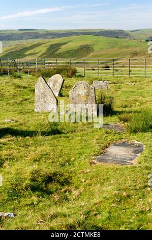 Cefn Golau Colera Cimitero dalle epidemie di colera del 1832 e del 1849, su una collina remota sopra Tredegar, Blenau Gwent, Valli del Galles del Sud. Foto Stock
