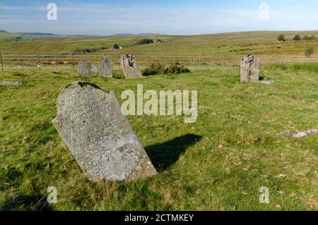 Cefn Golau Colera Cimitero dalle epidemie di colera del 1832 e del 1849, su una collina remota sopra Tredegar, Blenau Gwent, Valli del Galles del Sud. Foto Stock