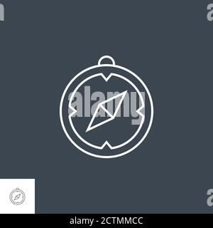 Icona della linea vettoriale relativa alla bussola. Illustrazione Vettoriale