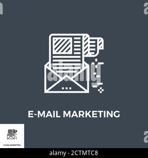 Icona della linea di marketing via e-mail Illustrazione Vettoriale