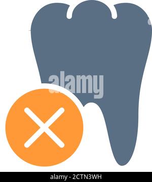 Dente con icona a forma di segno di spunta. Simbolo dell'organo interno malato Illustrazione Vettoriale