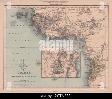 Guinea, Nigritia, Senegambia. Africa occidentale e grandi Laghi africani. Mappa DI HUGHES 1876 Foto Stock