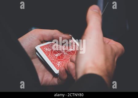 Trucchi di carta del mago Foto Stock