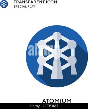 Icona vettore Atomium. Illustrazione piatta. Vettore EPS 10. Illustrazione Vettoriale