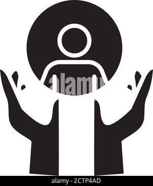 mani uomo proteggere umano figura silhouette silhouette stile vettore icone disegno dell'illustrazione Illustrazione Vettoriale