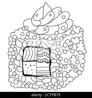 Sushi Zentangle. Illustrazione vettoriale decorativa disegnata a mano per la colorazione Illustrazione Vettoriale