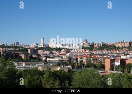 Vista di Madrid dal punto di vista di Cuña Verde. Madrid, Spagna. Foto Stock