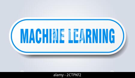 segno di apprendimento automatico. adesivo isolato arrotondato. pulsante bianco Illustrazione Vettoriale