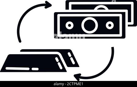 Metalli preziosi vendita glifo nero icona Illustrazione Vettoriale