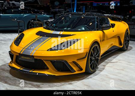 Mansary Lotus Evora GTE Final Edition presentato all'89° Salone Internazionale dell'Auto di Ginevra. Ginevra, Svizzera - 5 marzo 2019. Foto Stock