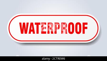 cartello impermeabile. adesivo isolato arrotondato. bottone bianco Illustrazione Vettoriale