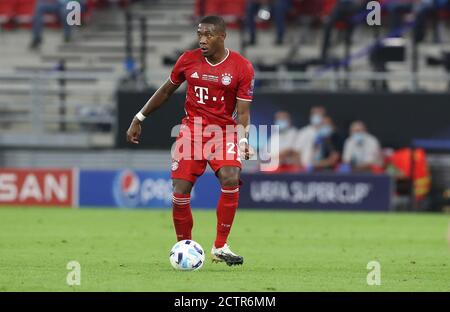 Budapest, Ungarn. Firo: 24.09.2020 Fuvuball, Football UEFA Super Cup 2020 FCB FC Bayern Mvºnchen Muenchen - Sevilla FC azione individuale David Alaba | utilizzo nel mondo Credit: dpa/Alamy Live News 2020 Foto Stock