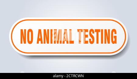 nessun segno di test per animali. adesivo isolato arrotondato. pulsante bianco Illustrazione Vettoriale
