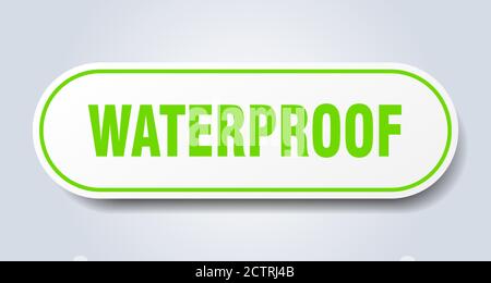 cartello impermeabile. adesivo isolato arrotondato. bottone bianco Illustrazione Vettoriale