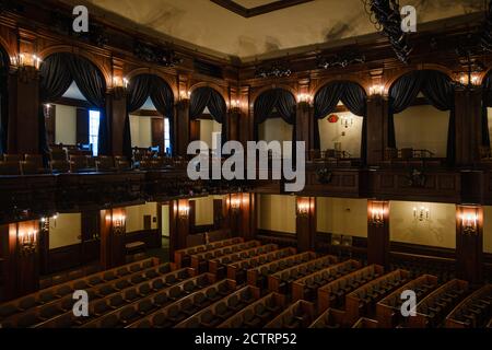 CHARLESTON, SOUTH CAROLINA - CIRCA DICEMBRE 2019: Interno del Dock Street Theatre nel quartiere francese di Charleston Foto Stock