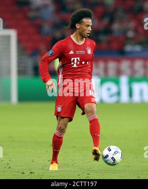 Budapest, Ungarn. 2020 settembre 24.09.2020. Firo: 2020 Calcio UEFA Super Cup   FC Bayern Monaco di Baviera Muenchen - Sevilla FC 2: 1 NV FCB Leroy Sané, sane, azione individuale, | utilizzo nel mondo Credit: dpa/Alamy Live News Foto Stock