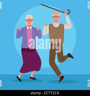 giornata internazionale delle persone anziane con la vecchia coppia che celebra l'illustrazione vettoriale design Illustrazione Vettoriale