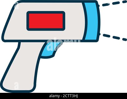 icona del termometro a infrarossi su sfondo bianco, stile di linea e riempimento, illustrazione vettoriale Illustrazione Vettoriale