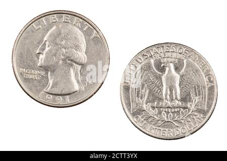 Parte anteriore e posteriore di un quartiere americano isolato su un sfondo bianco Foto Stock