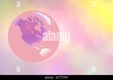 Globo che mostra il Nord America su sfondo pastello Foto Stock