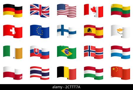 Piccola raccolta di famose bandiere di paese No.1 file vettoriale Illustrazione Vettoriale