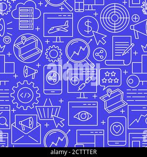 SEO sfondo senza cuciture in stile sottile linea Illustrazione Vettoriale