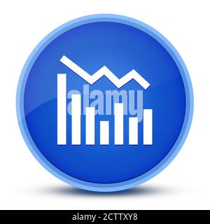 Statistiche giù luxurious blu rotondo pulsante lucido illustrazione astratta Foto Stock