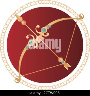 arco d'oro arma religione indù icona vettore illustrazione disegno Illustrazione Vettoriale