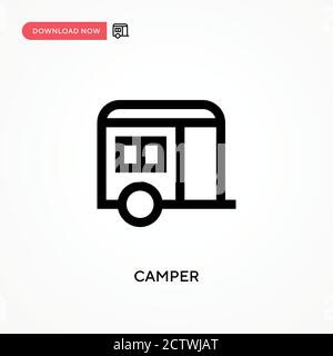 Icona vettore camper. . Illustrazione vettoriale semplice e moderna per siti Web o applicazioni mobili Illustrazione Vettoriale
