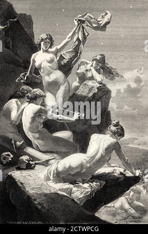 Le sirene del mare Egeo, secondo atto, Faust II, di Johann Wolfgang von Goethe Foto Stock