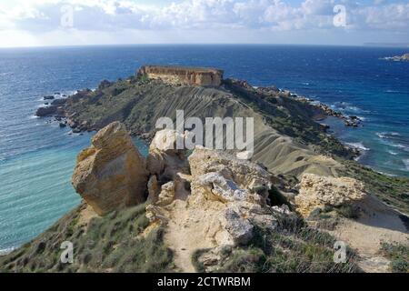 Vista sulla baia di Gnejna, Malta Foto Stock