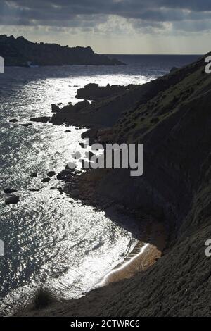 Vista sulla baia di Gnejna, Malta Foto Stock