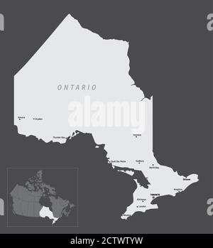 Mappa della provincia dell'Ontario Illustrazione Vettoriale