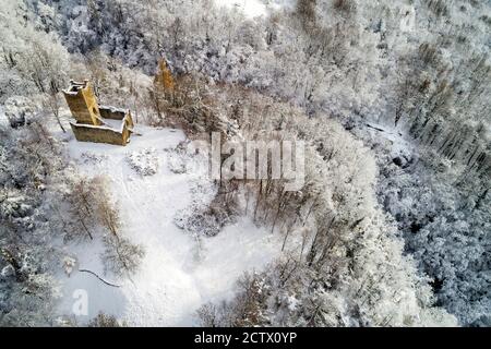 Valtellina (IT) - Sondrio - Castello Mancapane - aereo invernale visualizza Foto Stock