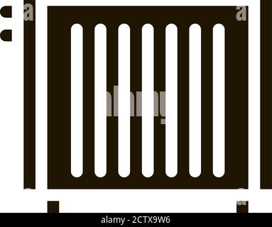 Icona a glifo dell'apparecchiatura di riscaldamento del radiatore dell'acqua domestico Illustrazione Vettoriale