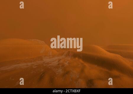 Illustrazione 3D di un paesaggio su Planet Mars. Foto Stock