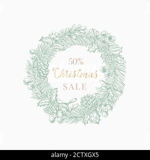 Biglietti d'auguri, poster o sfondi per le feste natalizie Vector Abstract Bundle. Colori d'oro di classe e set di tipografia. Soft Shadows realistico giocattolo Illustrazione Vettoriale