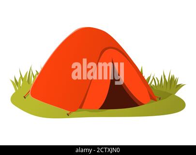 Tenda da campeggio escursionistico. Campeggio turistico in viaggio all'aperto. Illustrazione Vettoriale