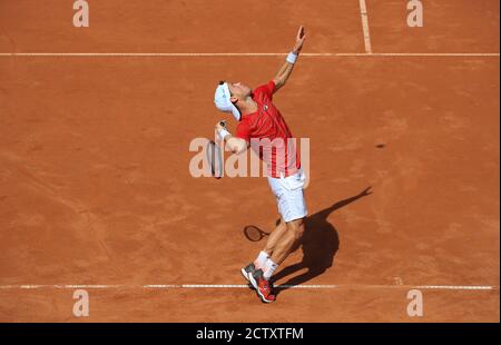 Diego Schwartzman (ARG) in azione al Kitzbuehel Open 2020, Kitzbuhel, Tirolo, Austria, Europa. Foto Stock