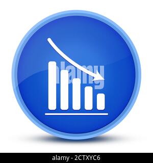 Statistiche giù luxurious blu rotondo pulsante lucido illustrazione astratta Foto Stock