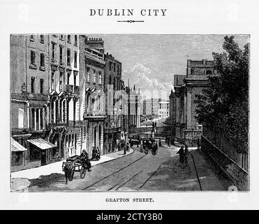 Grafton Street a Dublino, Irlanda Victorian Engraving, 1840 Foto Stock