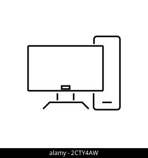 Icona del contorno del telecomando del televisore.icona del vettore di linea semplice del controller televisivo. Simbolo, illustrazione del logo. Grafica vettoriale pixel Perfect Illustrazione Vettoriale