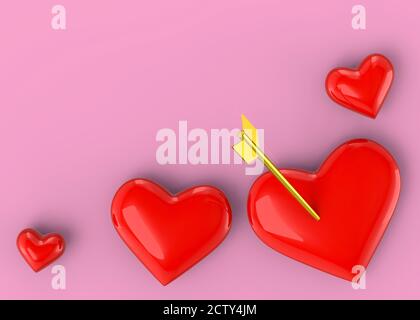 Cuore e sfondo freccia - 3D Foto Stock