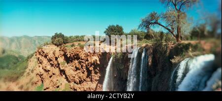 Cascata, Cascate di Ouzoud, Grande Atlante, Tanaghmeilt, Azilal, Marrakech, Marocco Foto Stock